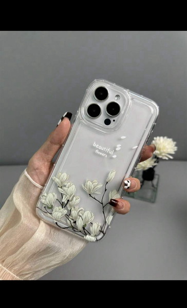 Διαφανή θήκη για κινητό iPhone 15 pro με λουλούδια