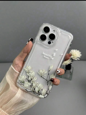 Διαφανή θήκη για κινητό iPhone 15 pro με λουλούδια καινούργιο