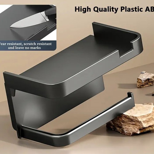 Self-adhesive toilet paper holder with phone shelf new