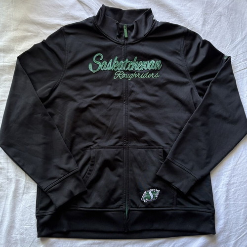 Reebok Saskatchewan Roughriders football zip-up jacket, black and green, XL