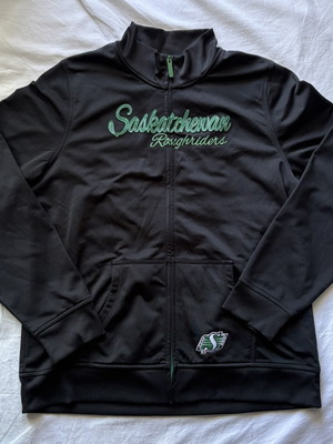 Reebok Saskatchewan Roughriders football zip-up jacket, black and green, XL