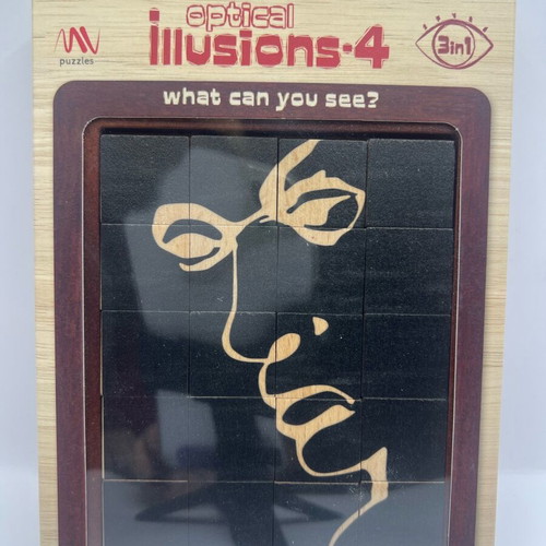 Optical Illusions 4 Sliding Puzzle new, wooden brain teaser