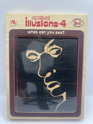 Optical Illusions 4 Sliding Puzzle new, wooden brain teaser