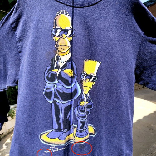 The Simpsons Men in Black t-shirt used, collectible vintage 90s