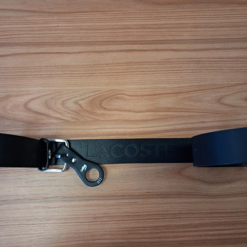 Lacoste leather belt 110 cm, black, men's