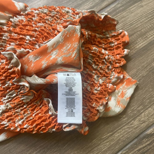 Michael Kors blouse size S like new, beige and orange graphic print