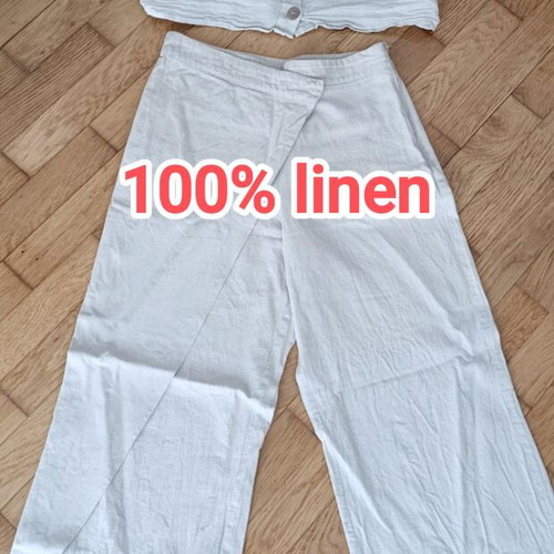 Zara linen pants with matching linen top, size S, beige