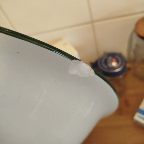 Large ceramic salad bowl used with chip