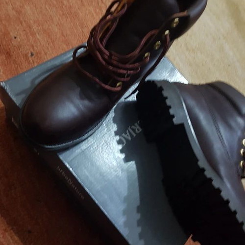 Lumberjack leather boots, brown and beige, size 44
