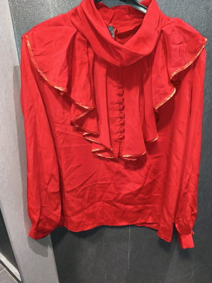 Red vintage shirt with front flounces like new