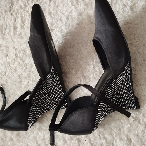 Official high heel shoes new, satin, black, size 38