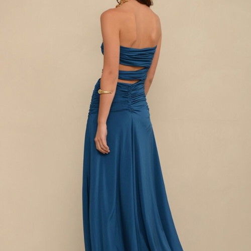 Dress Dark Petrol Aurelia Nash new, jersey fabric, strapless, side cut-outs
