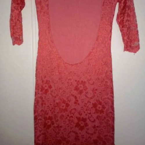 Lace dress coral color, size M