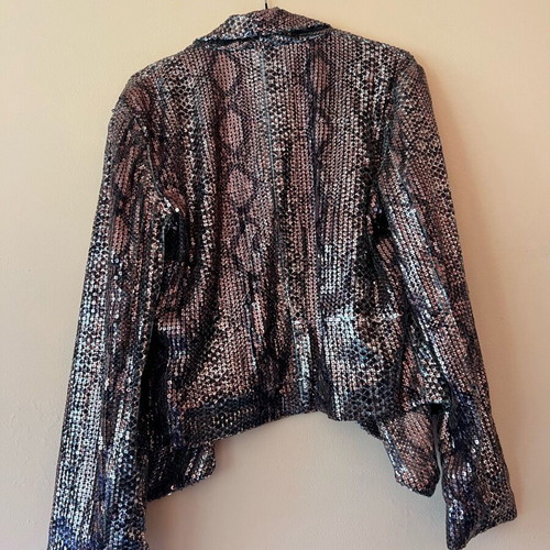Blanco sequin jacket like new, size L/XL, brown and red