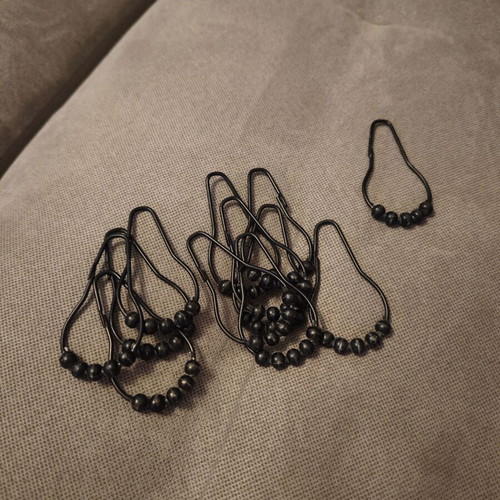 Shower curtain rings used, set of 12 black