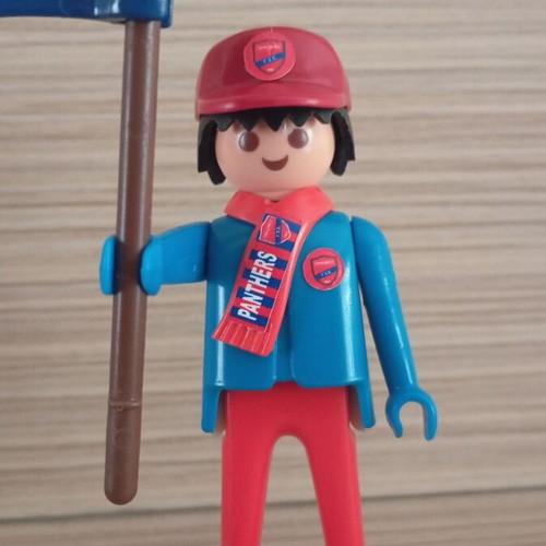 Playmobil Panionios Fan Figure like new with flag and scarf