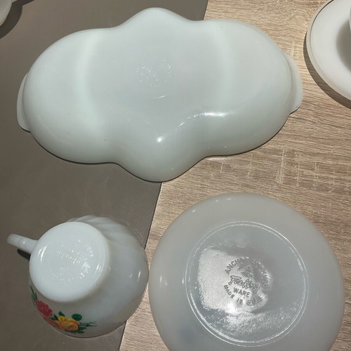 Anchor Hocking vintage 1950 used plate and glass set