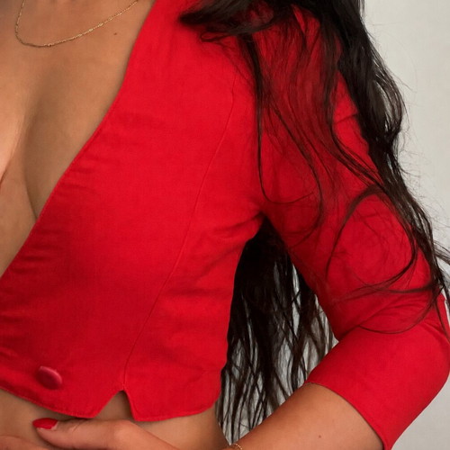 Monnalisa vintage cropped coral shirt, size S/XS
