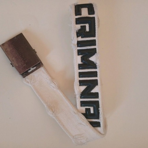 Criminal belt strap used, white with logo