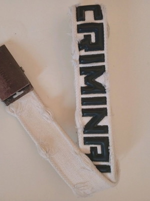 Criminal belt strap used, white with logo