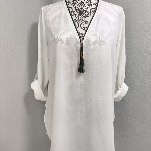 Long-sleeve transparent shirt like new, size L