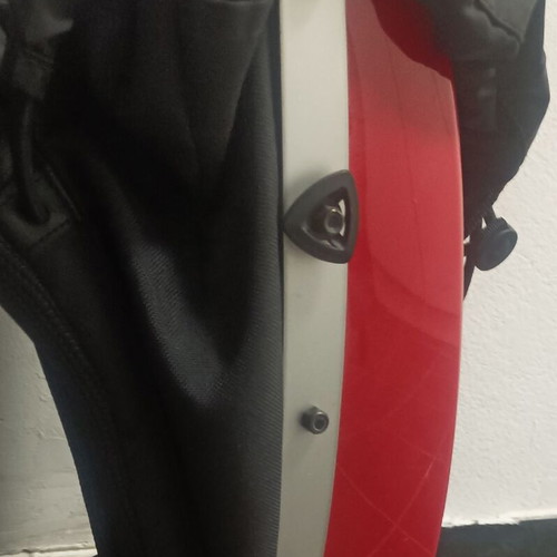 Backpack like new, red, hard shell, waterproof, carbon fiber