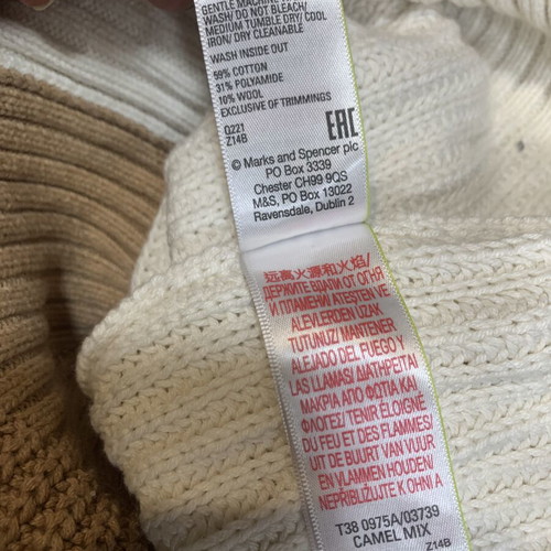 Marks & Spencer women's knitted turtleneck sweater, camel mix