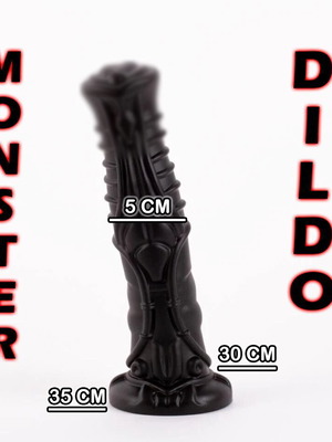 Dragon Dildo καινούργιο μαύρο 32cm, 5cm πάχος με βεντούζα