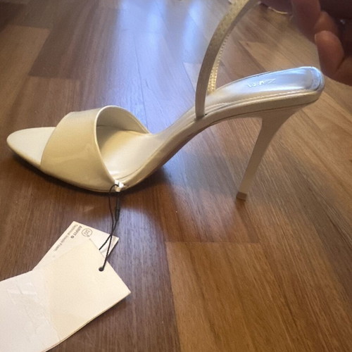 Zara high heel patent leather sandals, size 38, beige