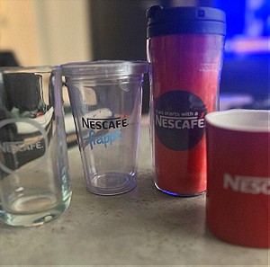 Συλλεκτική συλλογή Nescafé κούπα ποτήρι θερμός και ποτήρι πλέξη Γκλας