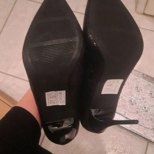 Black high heels with rhinestones and thin heel, new, size 40
