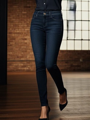 Τζην παντελόνι ελαστικό DL I961 No 26 καινούργιο, μπλε και μαύρο, μέγεθος S