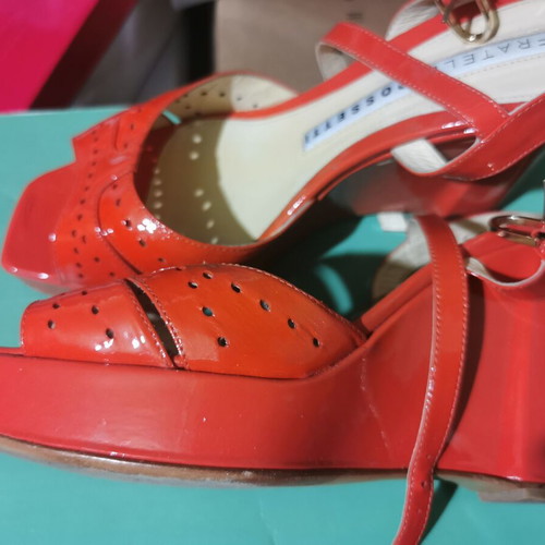 Fratelli Rossetti red patent leather platform sandals
