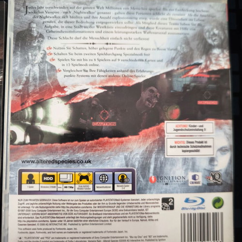 Vampire Rain Altered Species PS3 game mint condition