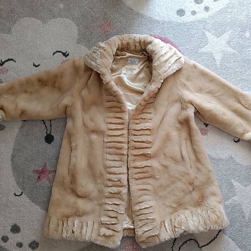 Raxevsky beige synthetic fur coat size medium like new