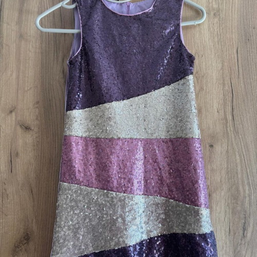 Marasil girls' dress with sequins in purple and silver, like new