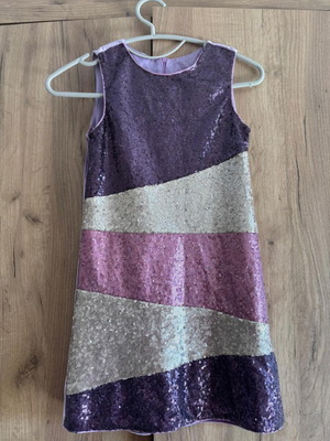 Marasil girls' dress with sequins in purple and silver, like new