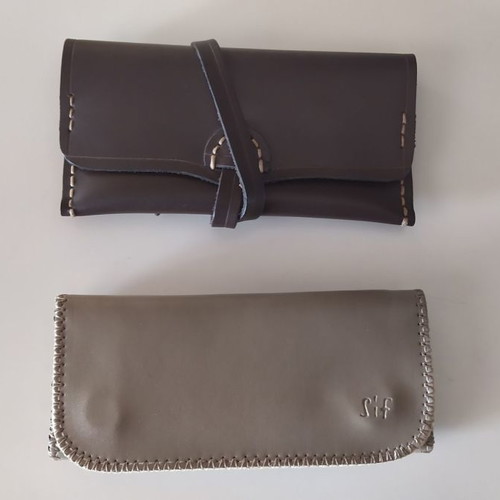 Brown and beige PU leather cigarette cases new, set of 2