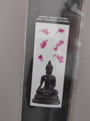 Buddha wall sticker with pink orchids National Geographic new