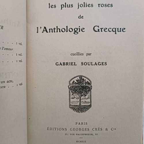 Les plus jolies roses de l' Anthologie Grecque leatherbound volume used, 104 years old
