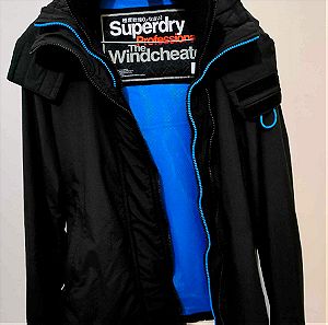 Superdry Windcheater black Medium jacket μπουφάν παλτό μαύρο ανδρικό men αντιανεμικό