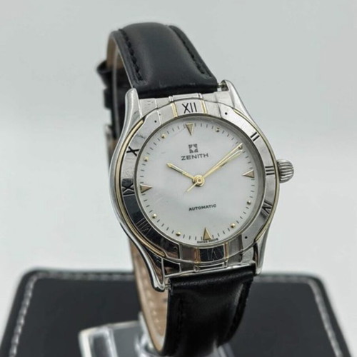 Zenith Vintage Automatic 18k bezel watch used, white and gold