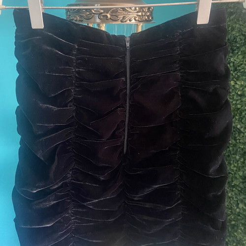 H&M black velvet mini draped skirt
