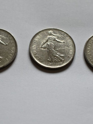 Γαλλικά νομίσματα μεταχειρισμένα, 3 κέρματα των 5 francs