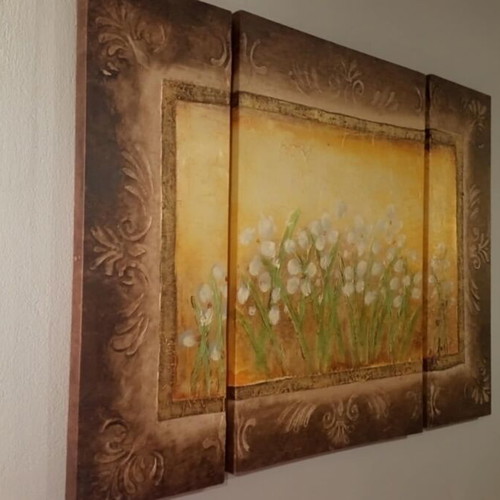 Decorative canvas painting used, set of 3 pieces