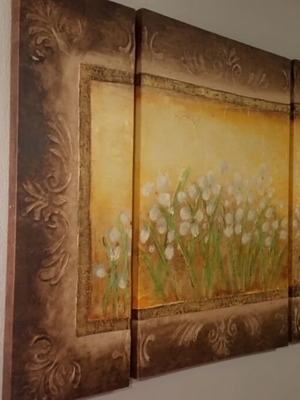 Decorative canvas painting used, set of 3 pieces