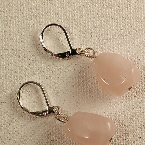 Silver 925 earrings with rose quartz semi-precious stones made to order