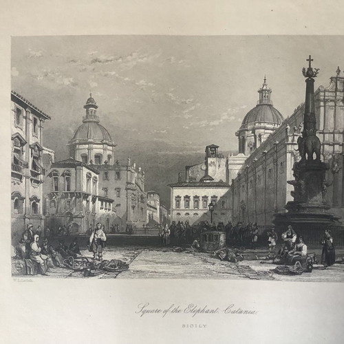 Chalcography 1840 Catania Elephant Square used 33x23cm