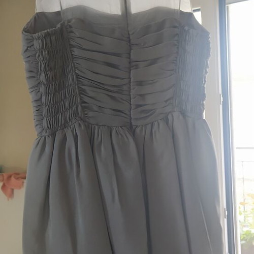 Rococo silk taffeta dress large new with tags, gray, with belt