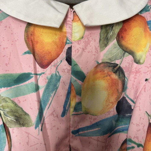 Lindy Bop dress with lemon print, like new, pink, size UK10